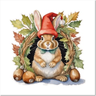 Christmas rabbit Posters and Art